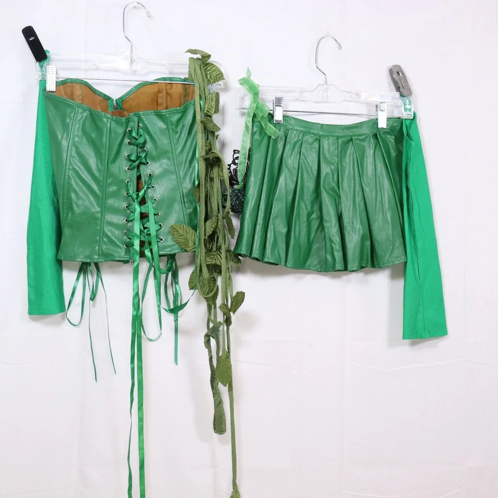 Unbranded Poison Ivy Costume S Womens Faux‎ Leather Corset Skirt Set Halloween